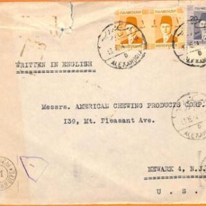 aa0127 - EGYPT - POSTAL HISTORY - CENSORED COVER to the USA  1944