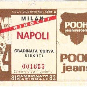 69722 - Vecchio  BIGLIETTO PARTITA CALCIO - 1981 / 1982:   MILAN   / Napoli