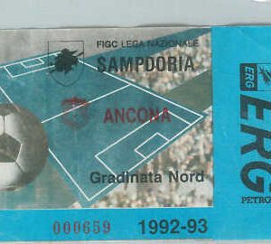 C0011 - Vecchio  BIGLIETTO PARTITA CALCIO - 1992 / 1993 : SAMPDORIA - ANCONA