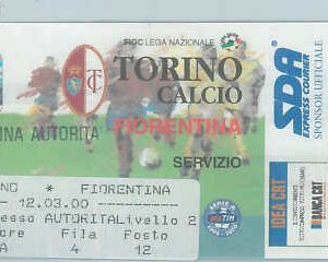 C0141 - Vecchio  BIGLIETTO PARTITA CALCIO - 1999 / 2000 : TORINO - FIORENTINA