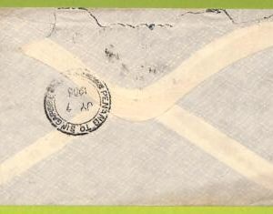 39914 - Postal History - TRAIN AMBULANT postmark on cover PENANG - SINGAPORE