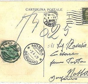 ITALIA REGNO - STORIA POSTALE  - CARTOLINA da Alessandria a Nossa TASSATA 1939