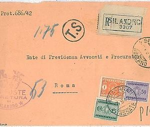 ITALIA REGNO: Sass SEGNATASSE 37 + 40 + 42  su BUSTA - TASSATA TRICOLORE 1942