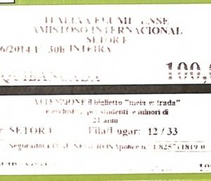C1825- Vecchio BIGLIETTO PARTITA CALCIO 2014 ITALIA VS FLUMINENSE