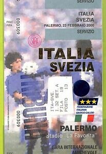 C1833- Vecchio BIGLIETTO PARTITA CALCIO 2000 ITALIA VS SVEZIA