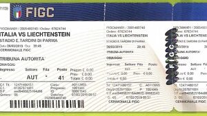 C1834- Vecchio BIGLIETTO PARTITA CALCIO 2005 ITALIA VS LIECHTENSTEIN