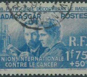 88079 - MADAGASCAR -  STAMPS :  Yvert   # 206 Used - MARIE CURIE Radium CANCER