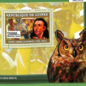 A0526 - GUINEE Guinea - ERROR MISSPERF SHEET - BIRDS Owl  AUDUBON 2006