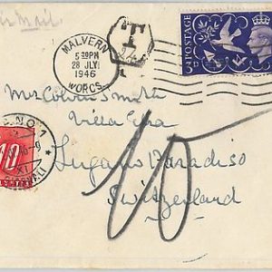 58125 -  GREAT BRITAIN - POSTAL HISTORY: COVER to SWITZERLAND 1946 - TAXED 10 FS