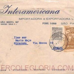 ad6135 - BRAZIL - POSTAL HISTORY - Commercial COVER  to Siracusa  ITALY  1948