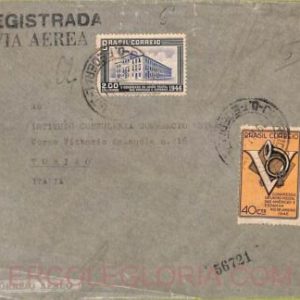 ad6138 - BRAZIL - POSTAL HISTORY -  Registered AIRMAIL COVER  to ITALY  1947
