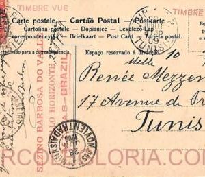 ad6131 - BRAZIL - POSTAL HISTORY - POSTCARD to TUNIS Tunisia 1909