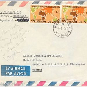 49838  ZAIRE -  POSTAL HISTORY: Airmail COVER from MBANDAKA to FRANCE  1975 Maps