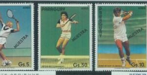 88628 - PARAGUAY - STAMPS: TENNIS Navratilova BECKER - Overprinted SPECIMEN