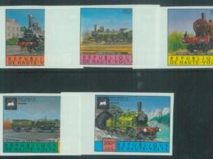 88661 - HAUTE VOLTA French Upper Volta  - set of 5  IMPERF stamps  - TRAINS