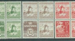 88663 - DENMARK -  STAMPS - Definitive stamps BLOCKS OF 4 HBLATT 10/12 Windmill