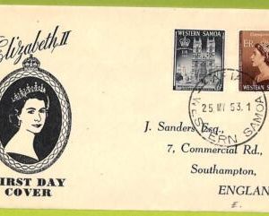 39887 - WESTERN SAMOA  - Postal History -  FDC Cover to UK 1953   ROYALTY