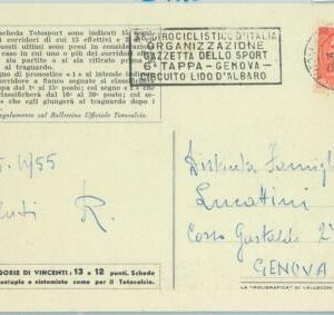 67941 - ITALY - POSTAL HISTORY -  SPECIAL POSTMARK:  CYCLING Giro d'Italia 1955