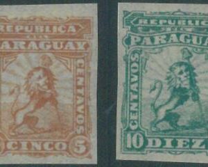 88756 - PARAGUAY - STAMPS -  Michel # I / II  IMPERF ND  mint hinged MH  Lions