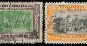 94778b  -  COLOMBIA  - STAMPS - Yvert # AIRMAIL  213-14  Used