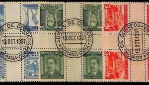 94779 -  HAVANA -  STAMPS -  Yvert # PA 24/9 GUTTER PAIRS - Used - FDC Postmark