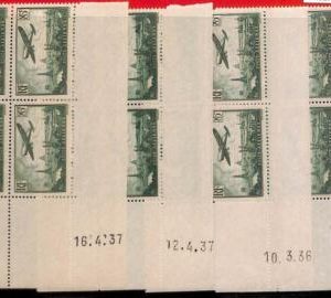 94827 - FRANCE - STAMPS -  Yvert # AIRMAIL 8 lot of 4*  block of 4 coin datee