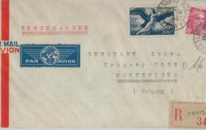 79257 - FRANCE - POSTAL HISTORY -  REGISTERED Airmail COVER to URUGUAY 1948