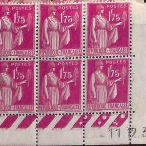 94846c - FRANCE - STAMPS -  Yvert #  289 - CORNER block of 6  COIN DATEE  MH