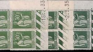 94849a - FRANCE - STAMPS - Yvert # 280  lot of 3*  block of 4 coin datee 1933/36