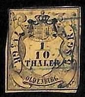 94904 -1Lb  - GERMANY Oldenburg - STAMP  -  Michel  #  4  -  USED