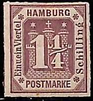 94907 1a - Germany HAMBURG - STAMPS - Michel # 20 --  MINT Hinged MH