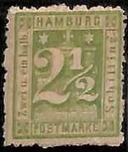94907 2k - Germany HAMBURG - STAMPS - Michel # 14 I -  MINT Hinged ORIGINAL GUM