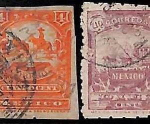 94930b - MEXICO -  STAMPS  -  Mi # 182D + 180 IMPERF!  - USED