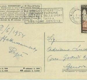 67939 - ITALY - POSTAL HISTORY -  SPECIAL POSTCARD:  CYCLING Giro d'Italia 1954