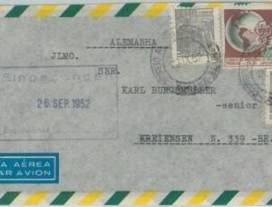 74399 - BRAZIL - POSTAL HISTORY -  AIRMAIL COVER to GERMANY 1952  maps Medicine