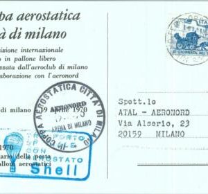 87323 - ITALY - Postal History - SPECIAL BALLOON Flight postcard 1970 Milano