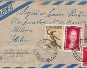 65407 - ARGENTINA - Postal History - REGISTERED   COVER to ITALY 1955 - EVITA