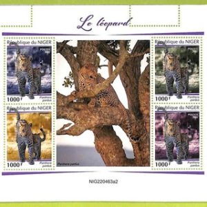 B0632 - NIGER - ERROR MISPERF  Stamp Sheet - 2022 - Fauna Leopard