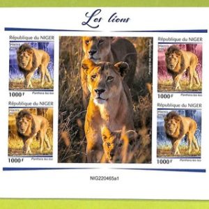 B0626 - NIGER - ERROR IMPERF  Stamp Sheet - 2022 - FAUNA  Lions