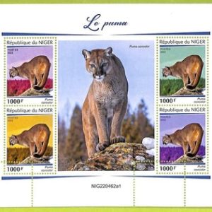 B0629 - NIGER - ERROR MISPERF  Stamp Sheet - 2022 - Fauna PUMA