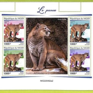 B0630 - NIGER - ERROR MISPERF  Stamp Sheet - 2022 - Fauna PUMA