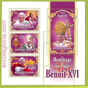 B0657 - NIGER - ERROR MISPERF  Stamp Sheet - 2023 - RELIGION Pope Benedict XVI