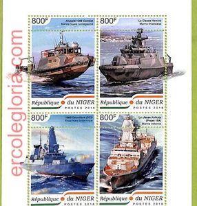 B0651 - NIGER - ERROR MISPERF  Stamp Sheet - 2018 - Transport MILITARY SHIP