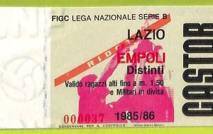 C1966- Vecchio BIGLIETTO PARTITA CALCIO 1985-1986 LAZIO VS EMPOLI