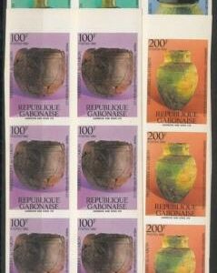49874 - GABON - Yvert 716 / 719 IMPERF in blocks of 6 - ARCHEOLOGY & ART 1992