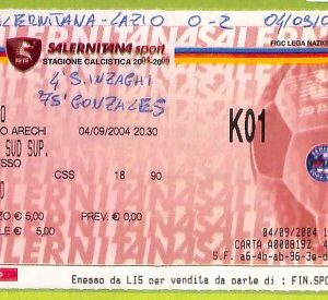 C2074- Vecchio BIGLIETTO PARTITA CALCIO 2004 SALERNITANA VS LAZIO