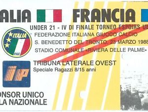 69496 -  BIGLIETTO PARTITA CALCIO 1988 : ITALY Italia /  FRANCE Francia Under 21