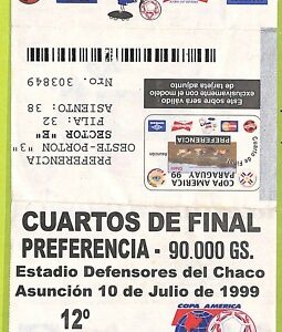 C2291- Vecchio BIGLIETTO PARTITA CALCIO 1999 URUGUAY VS PARAGUAY