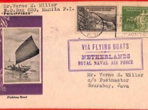 aa4007 - Phillipines - Postal HISTORY - COVER to JAVA via DUTCH NAVAL AIR FORCE!