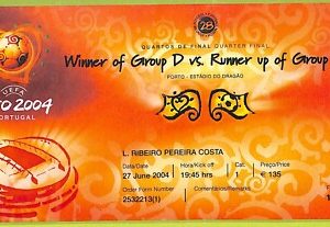 C2328- Vecchio BIGLIETTO PARTITA CALCIO 2004 DENMARK